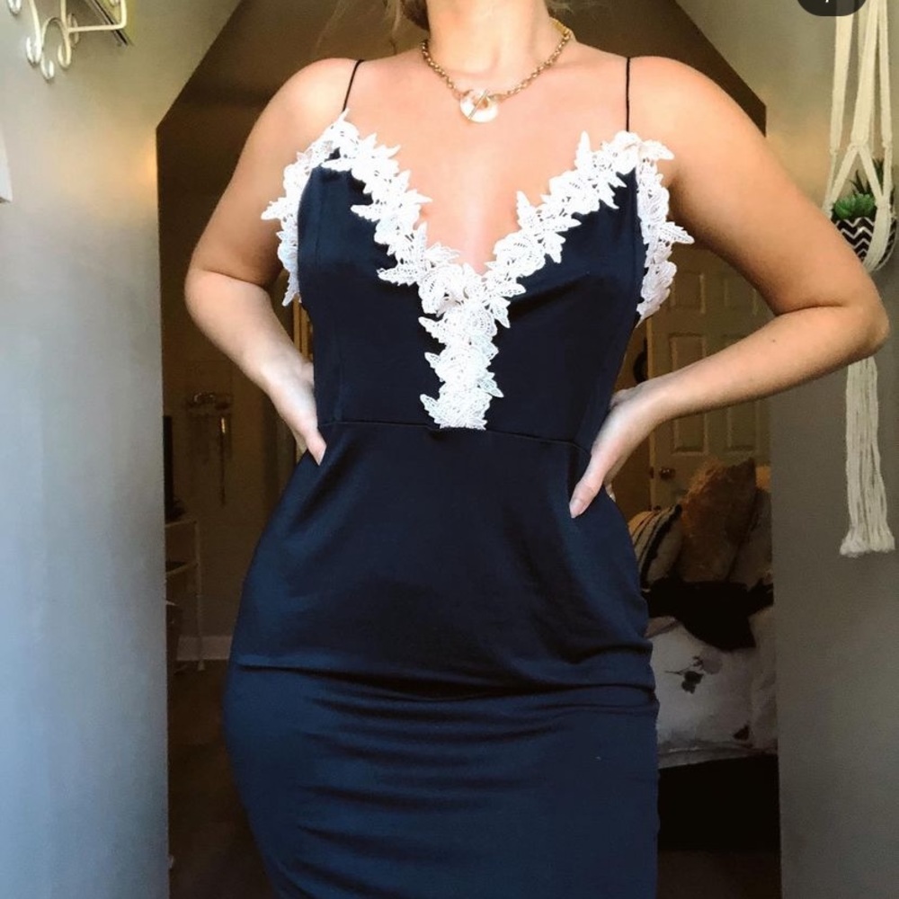 navy blue gown